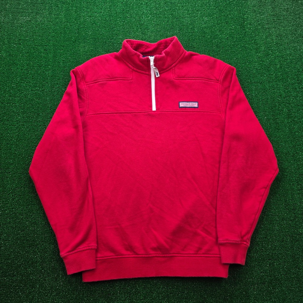 Vineyard Vines Heritage Quarter Zip Sweater Mens Small Red Pullover Cotton